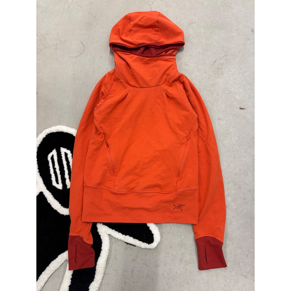 Arcteryx Womens Ninja Hoody Orange Red Scuba Hood Thumbholes Size Medium